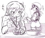  1girl ass breath_of_fire breath_of_fire_iv dr.p fou-lu greyscale horns long_hair mami_(breath_of_fire) monochrome pointy_ears translation_request 