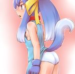  animal_ears arched_back areolae armpit_cutout ass back bare_arms bare_shoulders blue_eyes blue_gloves blue_hair body_blush bow breasts chestnut_mouth collar commentary_request cowboy_shot dog_collar dog_ears dog_girl dog_tail dress dress_lift flat_ass from_side gloves gradient_hair hair_bow hinokara_(backfire02) large_bow light_blue_hair long_hair multicolored_hair nipples no_bra nt-tan open_mouth os-tan panties ponytail profile red_collar sideboob sideways_mouth sleeveless sleeveless_dress small_breasts solo strap_gap tail tail_raised underwear white_panties yellow_bow 