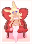  &lt;3 &lt;3_eyes 2014 absurd_res anthro blonde_hair blue_eyes bra breasts brown_fur candy chair cleavage clothed clothing female food fur hair hi_res lagomorph legwear lollipop long_hair looking_at_viewer mammal navel open_mouth panties pink_nose rabbit senseidezzy simple_background sitting smile solo stockings tongue underwear white_background 