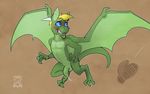  alternate_species balls barefoot blush clenched_teeth digitigrade flaccid fleeing flying front_view half-erect horn kobold korichi looking_away looking_back luketh male membranous_wings nude penis scalie scared signature solo spread_wings teeth uncut unseen_character wings 