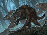  canine claws craig_j._spearing fangs forest magic_the_gathering mammal scar tree were werewolf 