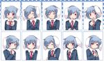  :3 :t ^_^ animal_ears blazer blue_hair bunny_ears chart clenched_hands closed_eyes commentary_request crossed_arms dress_shirt expression_chart expressions floppy_ears hammer_(sunset_beach) hands_clasped jacket looking_at_viewer multiple_views neckerchief open_mouth own_hands_together pout red_eyes reisen shirt short_hair smile smirk touhou upper_body v-shaped_eyebrows 