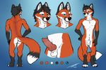  animal_genitalia butt canine fox knot male mammal model_sheet nude penis piercing sheath tsaiwolf twink 