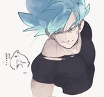  1boy blue_hair dragon_ball male_focus solo son_gokuu t-shirt torn_clothes 