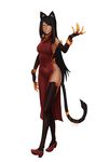  animal_ears bad_id bad_tumblr_id bastet_(vagabonds) black_gloves black_hair black_legwear bracelet cat_ears cat_tail china_dress chinese_clothes claws covered_navel dark_skin dress elbow_gloves full_body gloves highres jewelry less long_hair looking_at_viewer no_bra no_panties original red_dress ring shoes side_slit simple_background smirk solo tail tail_ring thighhighs very_long_hair white_background yellow_eyes 