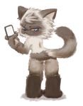  artist_request ass behind blue_eyes cat furry smartphone 