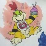  balls barefoot bowser_jr. celestial cub cupcake cute_fangs erection food front_view grin holding_food holding_object humanoid_penis koopa koopaling looking_at_viewer male mario_bros marker_(artwork) mostly_nude necktie nintendo open_mouth opencanvas partially_retracted_foreskin penis plantigrade reclining scalie sitting star traditional_media_(artwork) uncut video_games young 