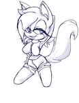  anthro breasts canine clothing emo_hair fan_character female fox hedgehog jynx_hedgefox line_art mammal simple_background sketch smile solo sonic_oc 