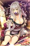  garter hisen_kaede kimono no_bra open_shirt sword venus_blade 