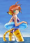  animal_ears blush breasts breath_of_fire breath_of_fire_ii cat_ears cat_tail dr.p facial_mark furry gloves green_eyes orange_hair pointy_ears red_hair rinpoo_chuan short_hair small_breasts solo staff swimsuit tail 