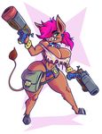  2016 anthro big_breasts boar breasts cleavage clothed clothing female gun joelasko mammal porcine ranged_weapon skimpy solo under_boob weapon 