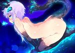  arched_back ass bad_id bad_nicoseiga_id black_gloves black_legwear blue_eyes blue_fire blush breasts breathing_fire elbow_gloves evolve_(video_game) fire gloves glowing glowing_eyes hair_ornament horns long_hair looking_at_viewer nipples nude petenshi_(dr._vermilion) purple_hair short_hair_with_long_locks sidelocks small_breasts solo sweat tail tears thighhighs vocaloid voiceroid yuzuki_yukari 