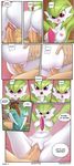  anthro blush breasts butt clothing comic female gardevoir green_hair hair human humanoid interspecies male male/female mammal masterploxy nintendo nipples open_mouth pok&eacute;mon pok&eacute;philia pussy red_eyes sex simple_background trainer video_games 