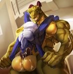  2016 anthro balls big_balls black_penis blue_claws blue_scales claws cum cum_in_mouth cum_inside cum_on_balls cum_on_penis dragon duo firondraak flexible green_scales horn huge_balls humanoid_penis justmegabenewell male male/male mech_(mechedragon) membranous_wings muscular nude open_mouth oral penis purple_horn scales scalie sharp_teeth size_difference teeth toe_claws tongue white_scales wings yellow_eyes 