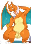  balls charizard digimon flaccid front_view long_neck looking_at_viewer male navel nintendo nude penis pok&eacute;mon raised_arm rape_face scalie seyrmo signature slightly_chubby solo spread_wings standing towel uncut video_games wings 