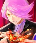  bad_id bad_pixiv_id clenched_teeth concrete_revolutio fang fire formal highres hitoyoshi_jirou jay_(jaybluejay) male_focus pink_hair signature slit_pupils solo suit teeth yellow_eyes 