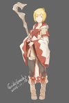  absurdres blonde_hair coach01 final_fantasy highres hood robe short_hair smile solo staff thighhighs weapon white_mage 