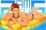  all_male free! male mikoshiba_seijuurou nipples pool red_hair swimsuit topless waifu2x water wet yellow_eyes zamius 