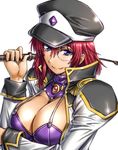  amania_orz breasts cleavage forte_stollen galaxy_angel hat large_breasts monocle red_hair riding_crop short_hair smile solo upper_body 