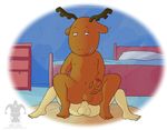  2016 absurd_res anal anal_penetration arthur_(series) balls barefoot bed blargsnarf carl cervine clothed clothing cub cum duo erection george hi_res humanoid_penis interspecies lagomorph male male/male mammal masturbation moose nude on_top partially_clothed partially_retracted_foreskin penetration penile_masturbation penis rabbit reverse_cowgirl_position sex uncut young 
