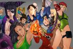  6+girls artist_request beret black_hair blonde_hair blue_eyes bokkusu breasts cammy_white capcom chun-li cleavage cornrows eyepatch han_juri ibuki_(street_fighter) kanzuki_karin large_breasts laura_matsuda long_hair looking_at_viewer multiple_girls rainbow_mika street_fighter street_fighter_v yamato_nadeshiko_(street_fighter) 