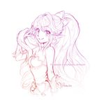  long_hair monochrome nadou ponytail primm seiken_densetsu seiken_densetsu_2 smile solo strapless very_long_hair 