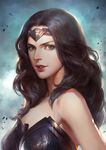  :d armpits bare_shoulders black_hair breastplate cdash817 circlet collarbone dc_comics lips long_hair looking_at_viewer open_mouth orange_eyes realistic smile solo strapless upper_body v-shaped_eyebrows wonder_woman wonder_woman_(series) 
