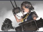  2016 artist_name blue_eyes dated grey_hair jitome kantai_collection long_hair looking_at_viewer necktie nowaki_(kantai_collection) solo toka_(marchlizard) turret uniform vest 