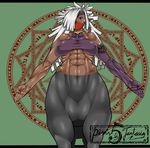  abs big_breasts breasts centaur clothing dark_skin equine equine_taur female hair hair_over_eyes hi_res mammal mask maturixp muscular muscular_female pointy_ears pose solo taur tight_clothing white_hair 