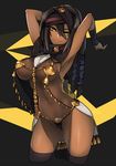  black_hair blonde_hair breasts dark_skin jewelry kaida_michi large_breasts long_hair see-through smile solo thong 