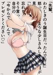  arakure arms_up blush body_blush bow bow_bra bra breasts brown_eyes brown_hair cleavage closed_mouth collared_shirt cowboy_shot crossed_arms grey_background huge_breasts isshiki_iroha leaning_forward midriff multicolored multicolored_clothes multicolored_skirt navel pink_bra plaid plaid_skirt shirt shirt_lift short_hair short_sleeves simple_background skirt skirt_lift smile solo standing stomach tareme text_focus thighs translation_request underwear white_shirt yahari_ore_no_seishun_lovecome_wa_machigatteiru. 