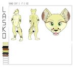  2016 anthro butt cat cream_fur digital_media_(artwork) feline fur green_eyes lasko looking_at_viewer male mammal model_sheet nude open_mouth sand_cat simple_background smile solo standing teeth tongue white_background 