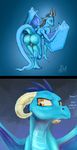  2016 absurd_res anthro bad_dragon bat_wings bent_horns blue_scales blush breasts digital_media_(artwork) dragon female feral friendship_is_magic full-length_portrait hi_res horn janine_(bad_dragon) mammal membranous_wings my_little_pony nude portrait princess_ember_(mlp) pussy pussy_juice quinny scales scalie shy silfoe solo unknown_artist wings yellow_eyes 
