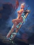  breasts female hair human league_of_legends looking_at_viewer mammal melee_weapon nipples not_furry nude pinup pose riven solo standing sword tentank video_games weapon white_hair 