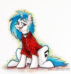  2016 blue_hair collar cutie_mark equine female friendship_is_magic hair horn mammal my_little_pony piercing sitting solo sophiecabra unicorn vinyl_scratch_(mlp) 