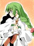  1girl bracelet braid breasts cloak dress glasses green_hair long_hair philia_felice purple_eyes tales_of_(series) tales_of_destiny 