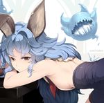  animal_ears backless_outfit bare_shoulders blue_hair breasts brown_eyes erune ferry_(granblue_fantasy) granblue_fantasy long_hair looking_at_viewer sideboob small_breasts solo sts twitter_username 