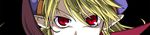  blonde_hair blue_hat curly_hair d-suke eyes hat marivel_armitage parody persona persona_3 persona_eyes pointy_ears red_eyes solo wild_arms wild_arms_2 