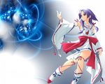  arm_ribbon armpits bangs boots bow canon_(zoids_infinity) detached_sleeves facial_mark forehead_mark fractal full_body glowing green_eyes hair_tubes japanese_clothes long_sleeves looking_to_the_side miko nontraditional_miko outstretched_arm purple_hair ribbon ribbon_trim rokuwata_tomoe sailor_collar sash simple_background solo thigh_ribbon wallpaper white_background wide_sleeves zoids zoids_infinity 