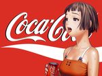  bob_cut can coca-cola copyright_request drink murata_renji parody red_hair solo sweat third-party_edit upper_body wallpaper 