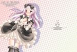  bow crossdressing dress frills gothic gothic_lolita hair_bow happiness! lolita_fashion long_hair long_sleeves male_focus otoko_no_ko purple_eyes purple_hair ryo solo thighhighs wallpaper watarase_jun 