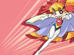  akazutsumi_momoko artist_request boots cape gloves hyper_blossom powerpuff_girls_z shiny solo spandex thighhighs wallpaper 