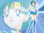  90s artist_request back_bow bishoujo_senshi_sailor_moon blue blue_choker blue_eyes blue_footwear blue_sailor_collar blue_skirt boots bow choker earrings elbow_gloves gloves jewelry knee_boots magical_girl mizuno_ami multiple_views official_art sailor_collar sailor_mercury sailor_senshi_uniform short_hair skirt smile star star_choker super_sailor_mercury third-party_edit third-party_watermark tiara wallpaper watermark white_gloves zoom_layer 