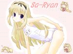  alternate_breast_size artist_request blonde_hair chibi flat_chest kusugawa_sasara long_hair name_tag one-piece_swimsuit school_swimsuit school_uniform sleeping solo swimsuit to_heart_2 wallpaper white_school_swimsuit white_swimsuit 