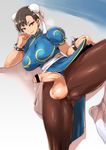  bad_id bad_tumblr_id bracelet breasts bun_cover china_dress chinese_clothes chun-li double_bun dress dress_lift eyeshadow foreskin futanari highres huge_testicles jewelry large_breasts makeup newhalf pantyhose pelvic_curtain penis phimosis pinky_out sash solo spiked_bracelet spikes street_fighter testicles thick_thighs thighs ubanis 