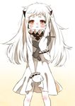  aircraft airplane bad_id bad_pixiv_id blush brown_eyes crying crying_with_eyes_open dress horns jakey kantai_collection long_hair mittens northern_ocean_hime shinkaisei-kan solo tears white_hair 
