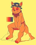 anthro armor barefoot clothed clothing color_swatch digital_media_(artwork) eyes_closed front_view helmet jockstrap league_of_legends leaning leaning_forward male mammal restricted_palette sitting smile solo teemo tonio_(artist) topless underwear video_games yordle 