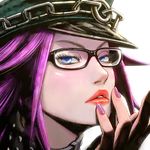  bespectacled blue_eyes chain eyelashes face final_fight glasses hat lips lipstick makeup nail_polish neo-stalker pink_hair poison_(final_fight) solo 
