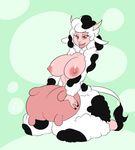  2016 anthro areola big_breasts bovine breasts caprine digital_media_(artwork) female hi_res hooves horn huge_breasts kaboozle lips long_ears looking_at_viewer mammal nipples nude sheep simple_background solo teats thick_lips thick_thighs udders wide_hips wool yellow_eyes 