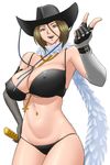  1girl bikini breasts hat huge_breasts solo sword tatsunami_youtoku weapon 